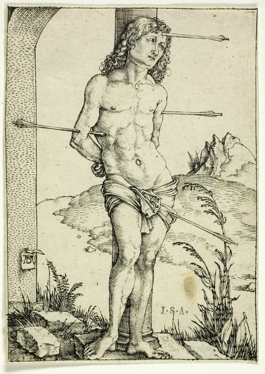 St. Sebastian at the Column by Albrecht Dürer, print, 1494-1504