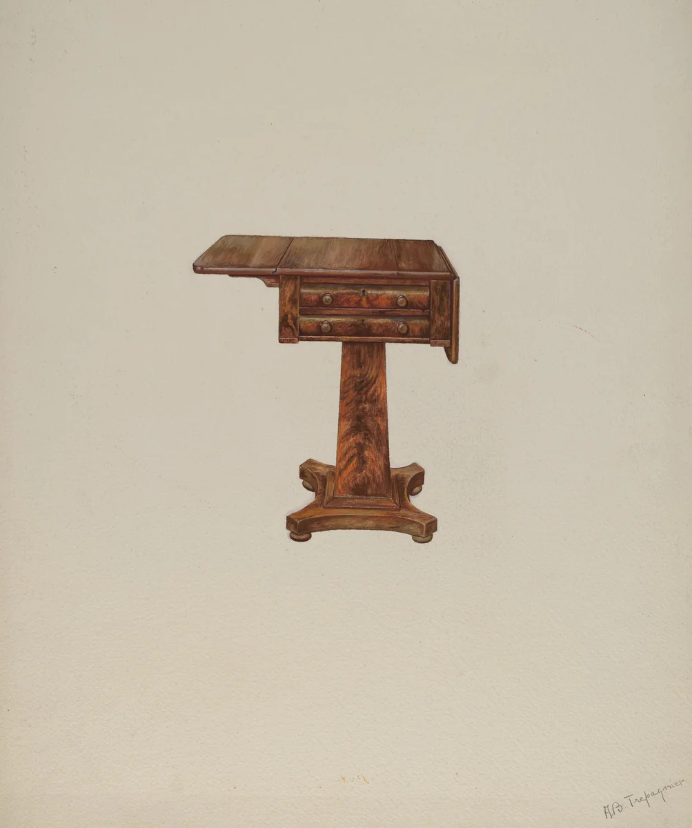 Mahogany Sewing Table by Anne B. Trepagnier, index of american design, 1941