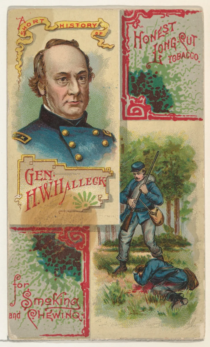 A Short History: General Henry W. Halleck, from the Histories of Generals series (N114) issued by W. Duke, Sons & Co. to promote Honest Long Cut Smoking and Chewing Tobacco by W. Duke, Sons & Co., print, 1888