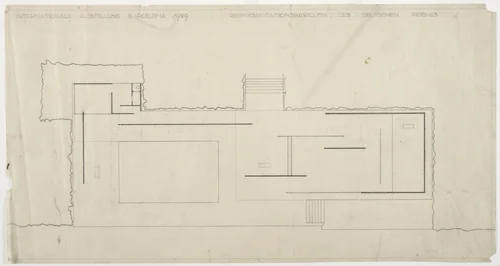 German Pavilion, International Exposition, Barcelona, Spain, Floor plan (preliminary scheme) by Ludwig Mies van der Rohe, mies van der rohe archive, 1928