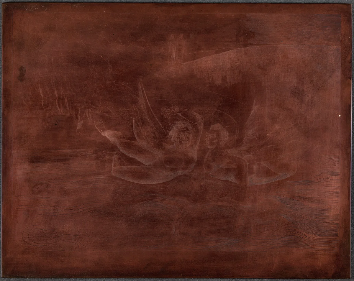 The Circle of the Corrupt Officials; the Devils Mauling Each Other by William Blake, technical material, 1827