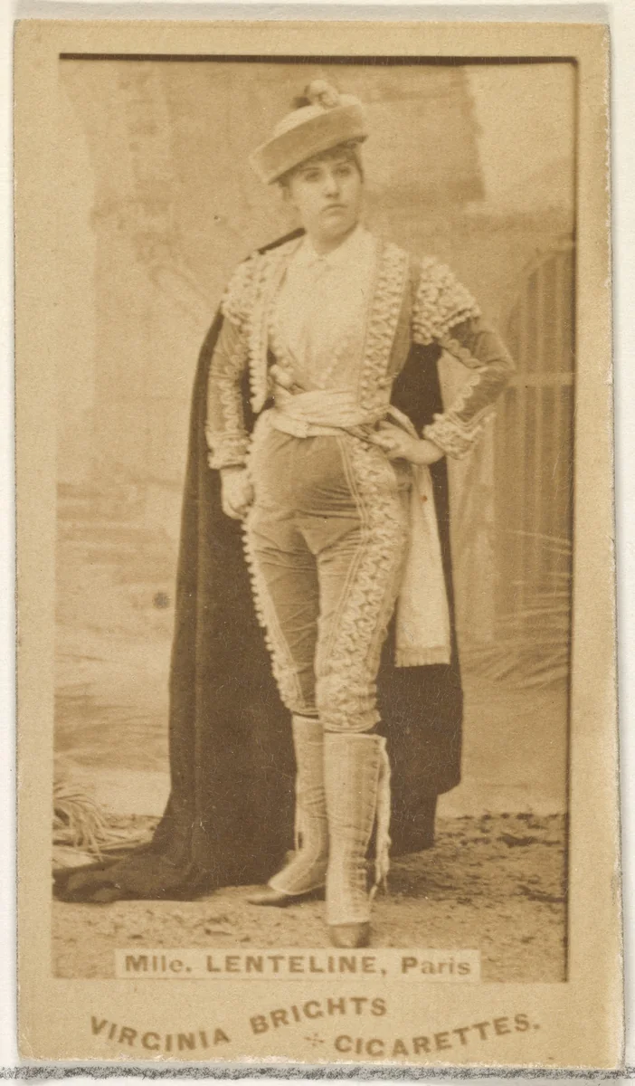 Mlle. Lenteline, Paris, from the Actors and Actresses series (N45, Type 1) for Virginia Brights Cigarettes by Allen & Ginter, photograph, 1885-1891