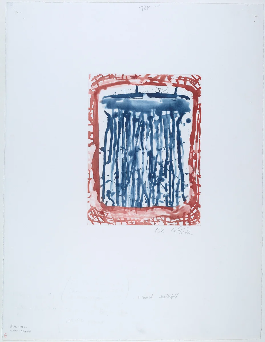 Framed Waterfall by Pat Steir, print, 1991