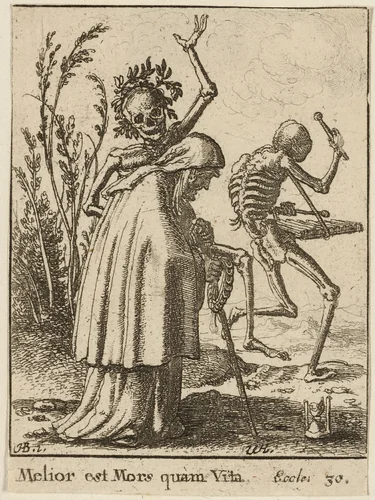 The Old Woman and Death by Wenceslaus Hollar
Hans Holbein the younger, print, 1651