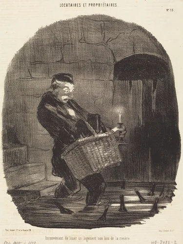 Inconvénient de louer... non loin d'une rivière by Honoré Daumier, print, 1847