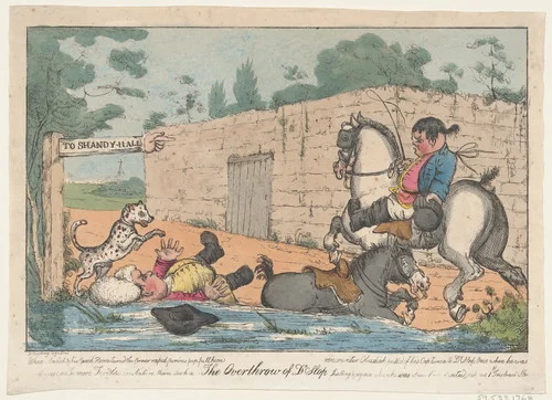 The Overthrow of Dr. Slop (Tristram Shandy) by Henry William Bunbury, print, 1800-1820