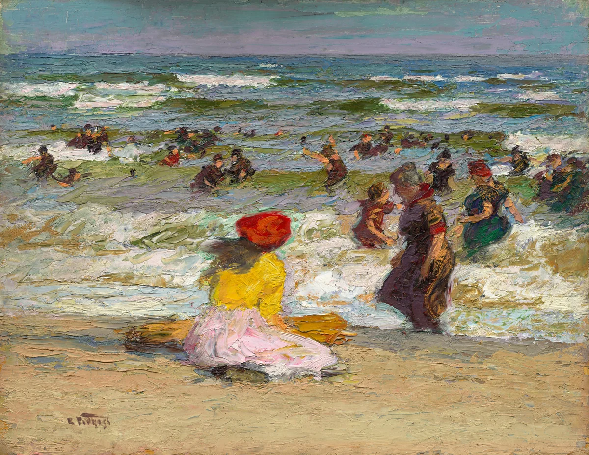 In the Surf (recto) by Edward H. Potthast, painting, 1905-1915