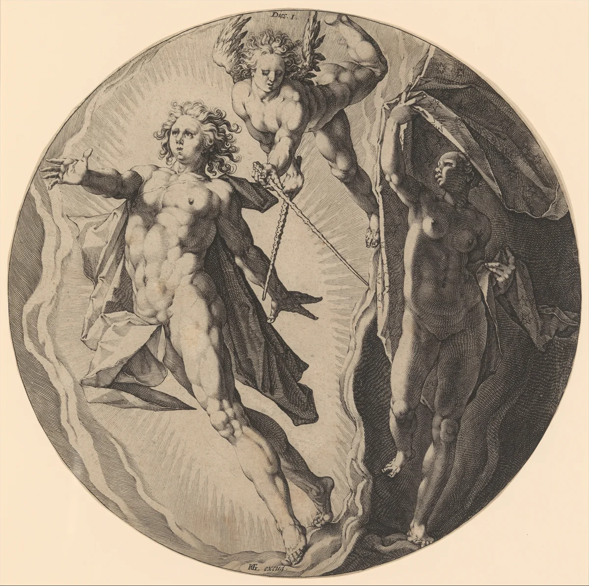 The First Day (Dies I): The Separation of Darkness and Light, plate 1 from "The Creation of the World" by Jan Muller, print, 1589