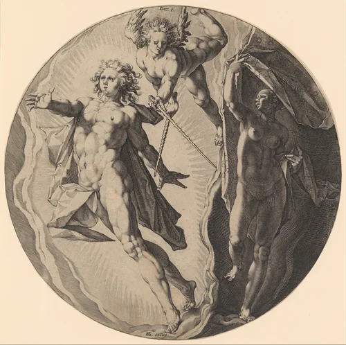 The First Day (Dies I): The Separation of Darkness and Light, plate 1 from "The Creation of the World" by Jan Muller, print, 1589