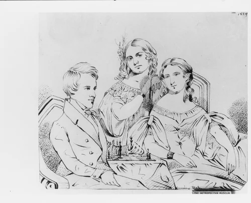 Family Group (from McGuire Scrapbook) by Thomas Seir Cummings, artwork, 1829