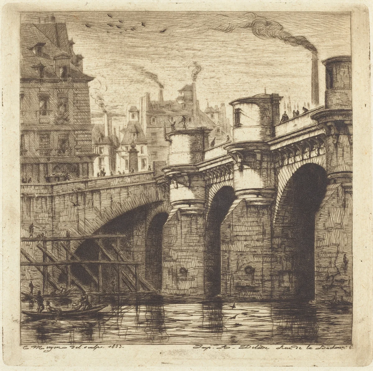 Le Pont-Neuf, Paris by Charles Meryon; Auguste Delâtre, print, 1853