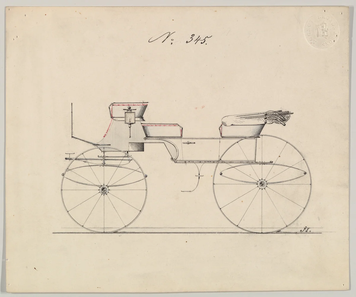 Design for Vis-à-vis, no. 345 by Brewster & Co., drawing, 1850-1870
