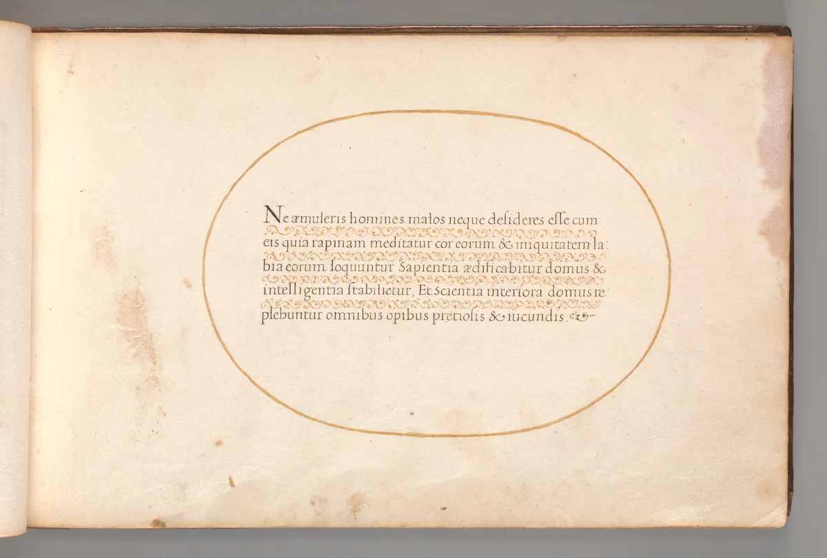 Calligraphic Exercise in Latin by anonymous, book, 1600-1625