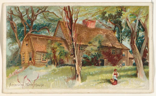 American Farm House, from the Habitations of Man series (N113) issued by W. Duke, Sons & Co. to promote Honest Long Cut Smoking and Chewing Tobacco by The Giles Company, print, 1890