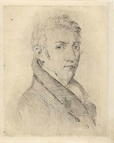 Portretbuste van een jonge man (zelfportret?) by Ernst Willem Jan Bagelaar, print, 1798-1837