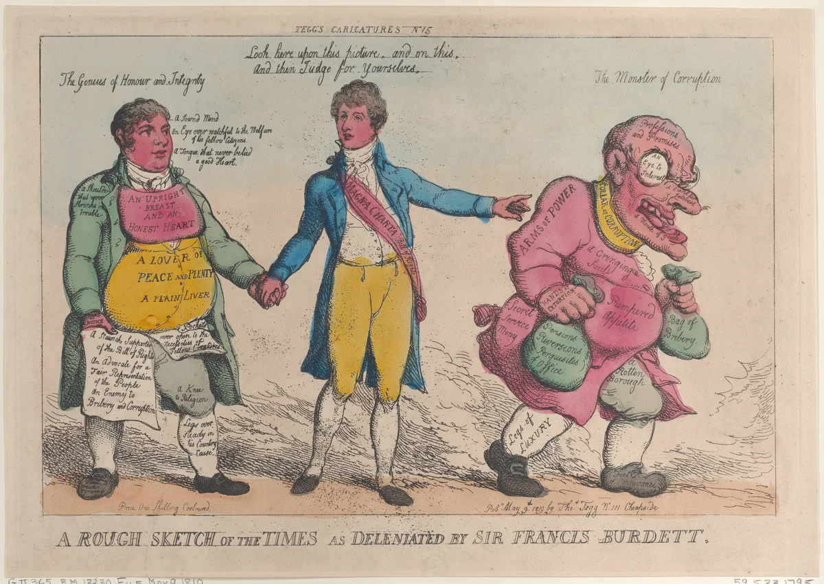 A Rough Sketch of the Times as Delineated by Sir Francis Burdett by Thomas Rowlandson, print, 1810-1819