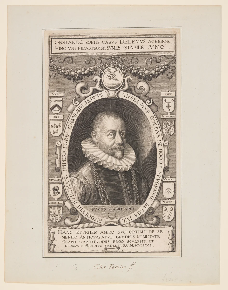 Anselm Boethius de Boodt, Physician to Rudolph II by Aegidius Sadeler, print, 1600