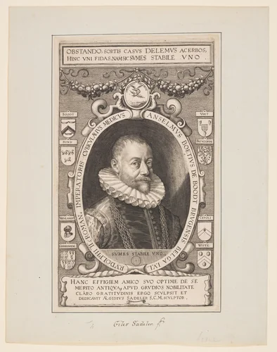 Anselm Boethius de Boodt, Physician to Rudolph II by Aegidius Sadeler, print, 1600