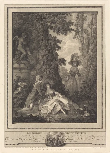 Le retour trop precipite by Jean Antoine Pierron, print, 1788