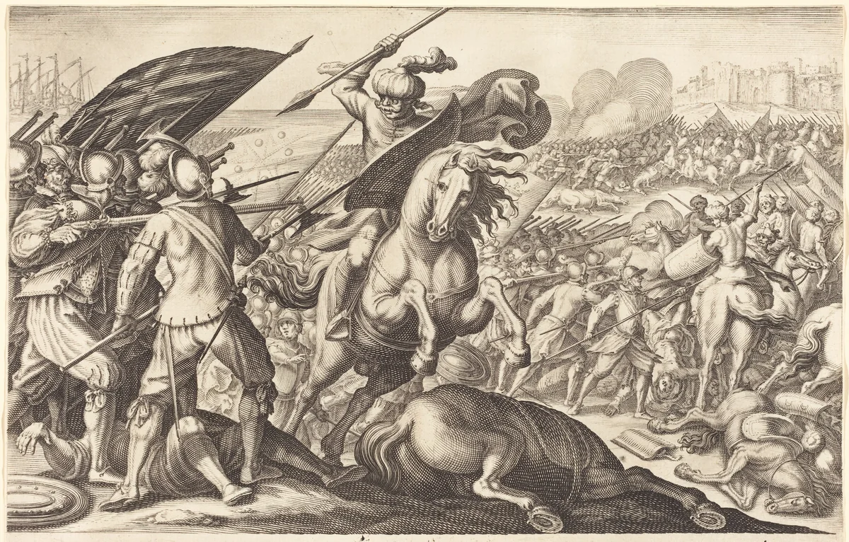 The Defeat of the Turkish Cavalry by Jacques Callot, print, 1614