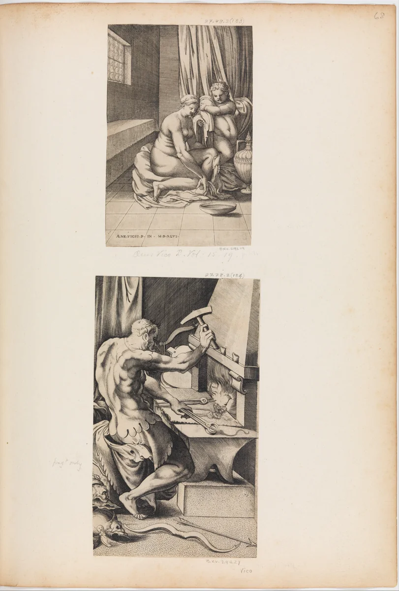 Venus at her Toilette by Enea Vico, print, 1546