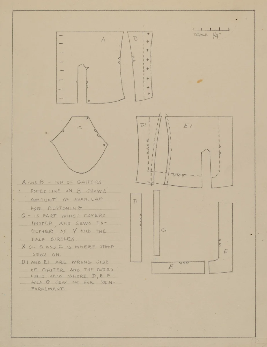 Pattern for Spats by Emery Herrett, index of american design, 1935-1942