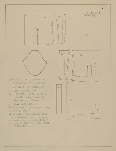 Pattern for Spats by Emery Herrett, index of american design, 1935-1942