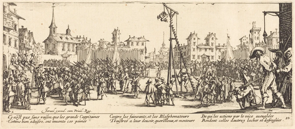 The Strappado by Jacques Callot, print, 1633