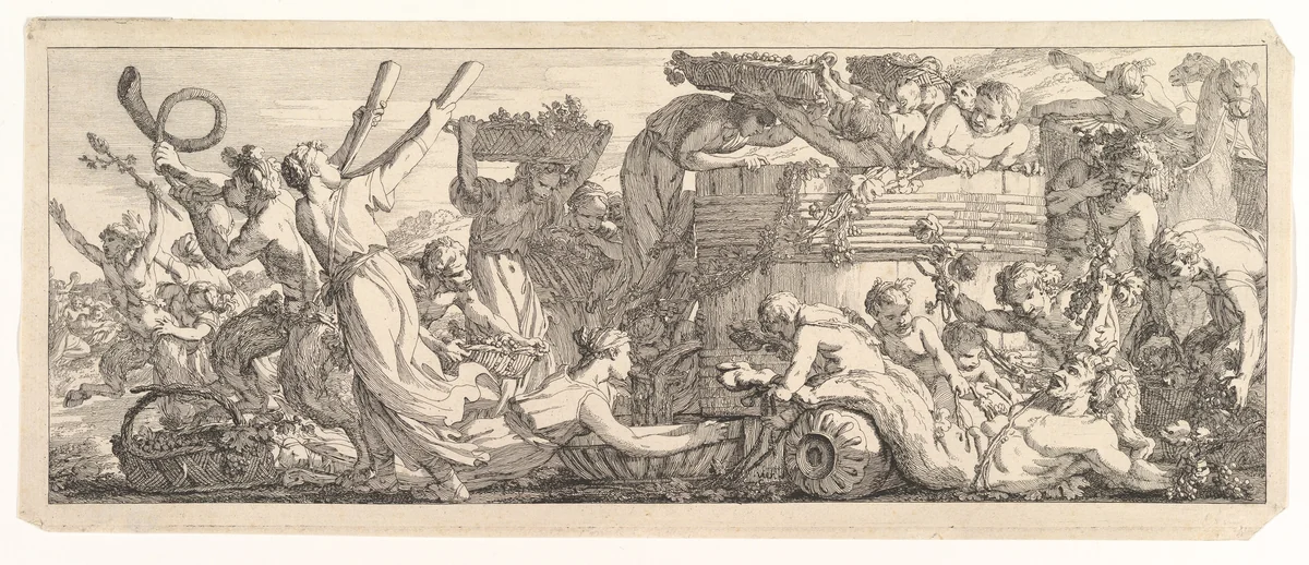 The Arrival of the Wine Vat by Joseph-Marie Vien, print, 1750-1760