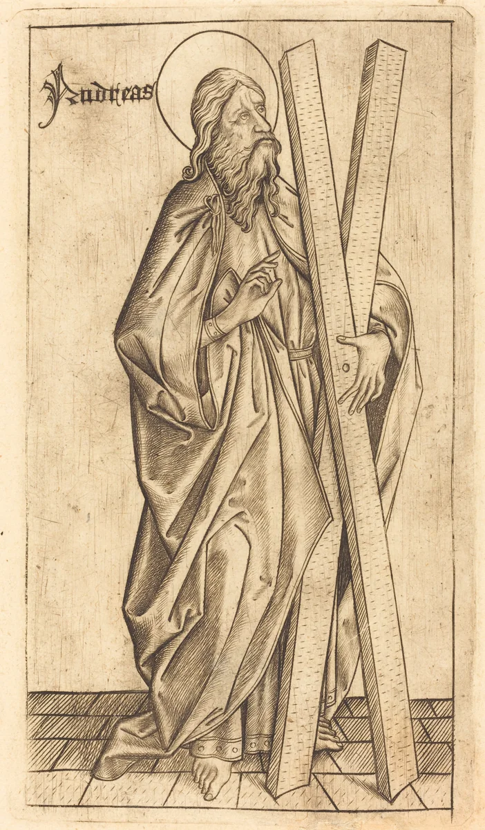 Saint Andrew by Israhel van Meckenem, print, 1470-1480