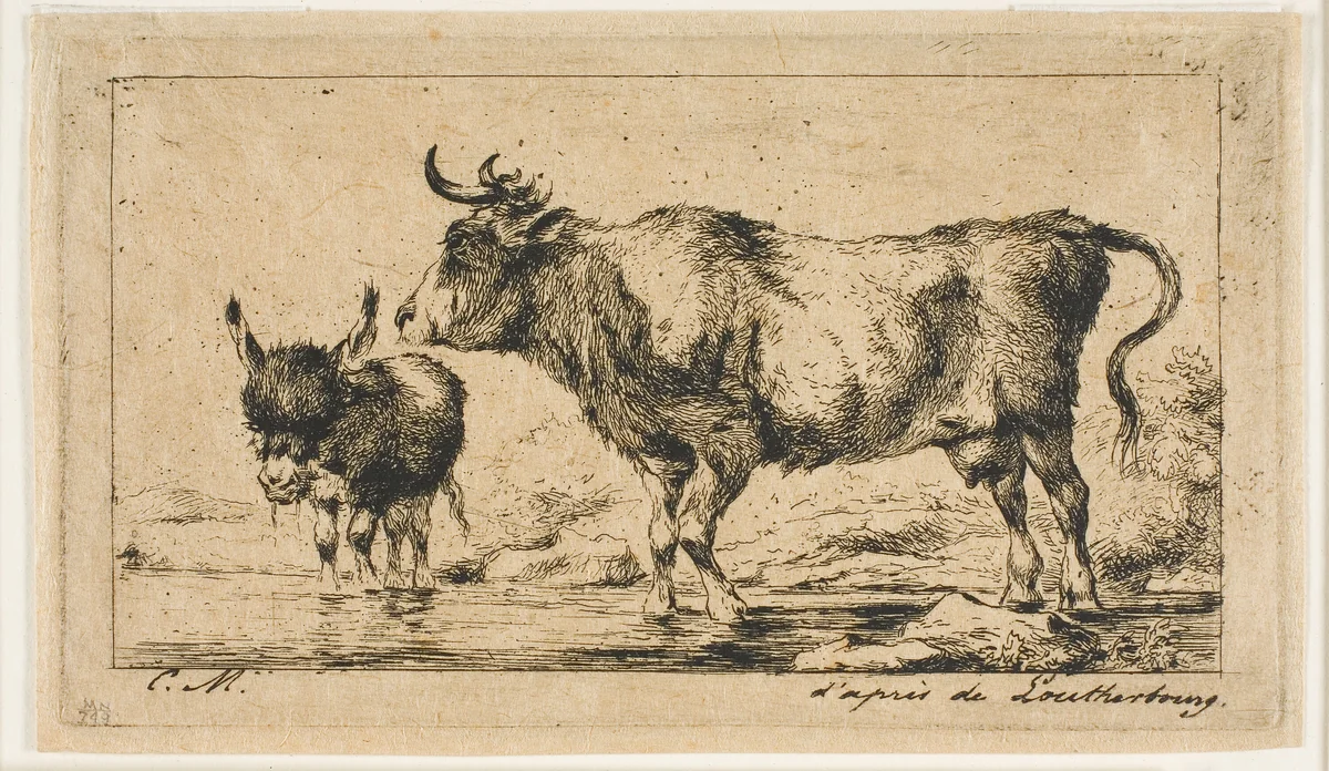 The Cow and Ass by Charles Meryon, print, 1849