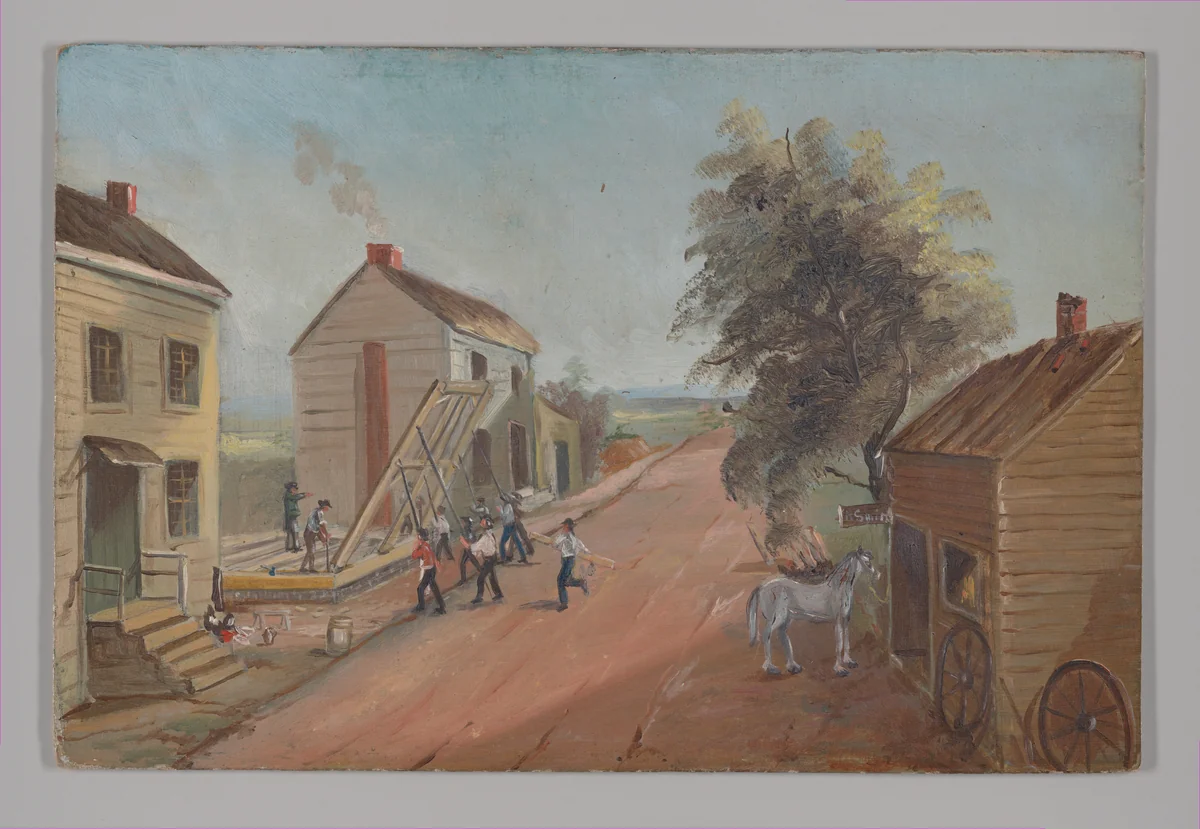 House Raising by William P. Chappel, artwork, 1870