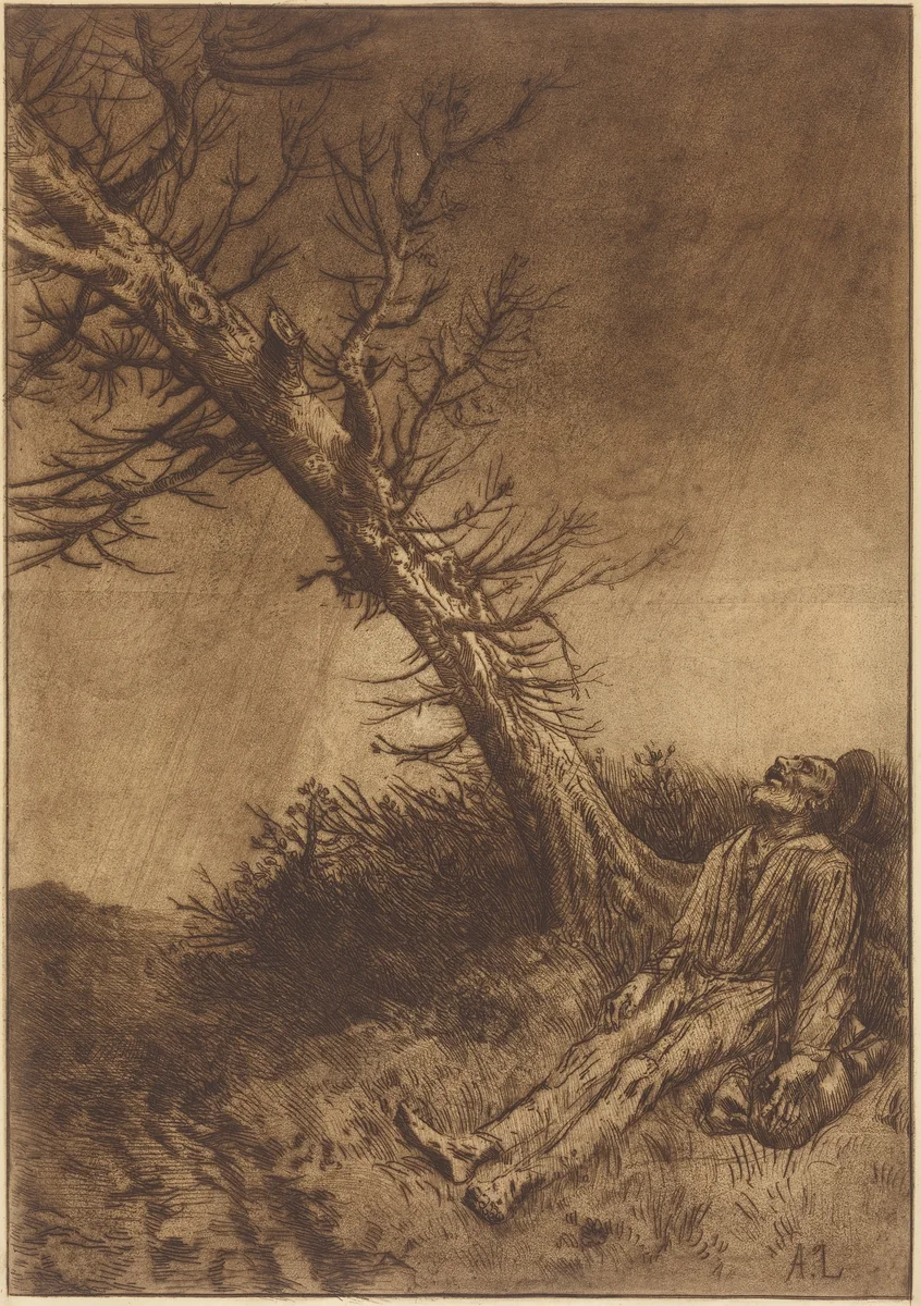 Death of the Vagabond (La mort du vagabond) by Alphonse Legros, print, 1837-1911