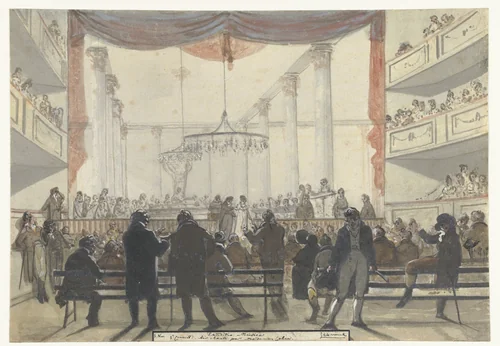 ‘Eruditio Musica, Air chanté par madame Colin’ by Christiaan Andriessen, drawing, 1805-1808