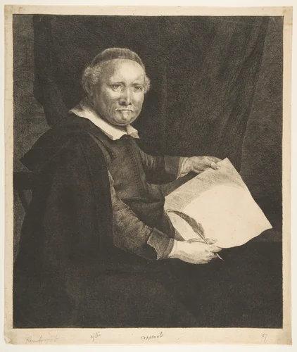 Lieven Willemsz van Coppenol, Writing Master: the Larger Plate (copy) by Rembrandt van Rijn, print, 1620-1924