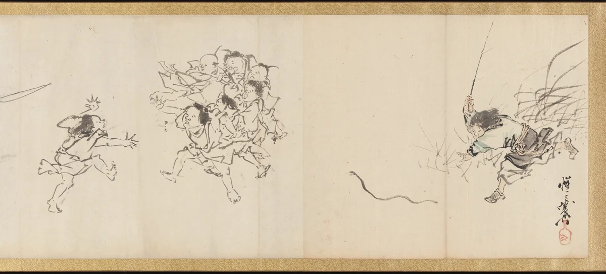Frolicking Figures and Animals by Kawanabe Kyōsai (河鍋暁斎), painting, 1831-1889