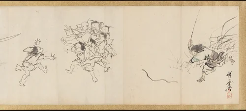 Frolicking Figures and Animals by Kawanabe Kyōsai (河鍋暁斎), painting, 1831-1889