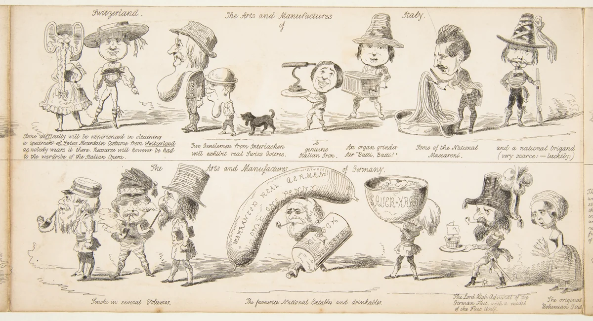 The Great Exhibition "Wot is to Be", Probable Results of The Industry of All Nations in The Year '51, Showing What is to be Exhibited, Who is To Exhibit, in Short How Its All Going to Be Done by George Augustus Sala, print, 1850