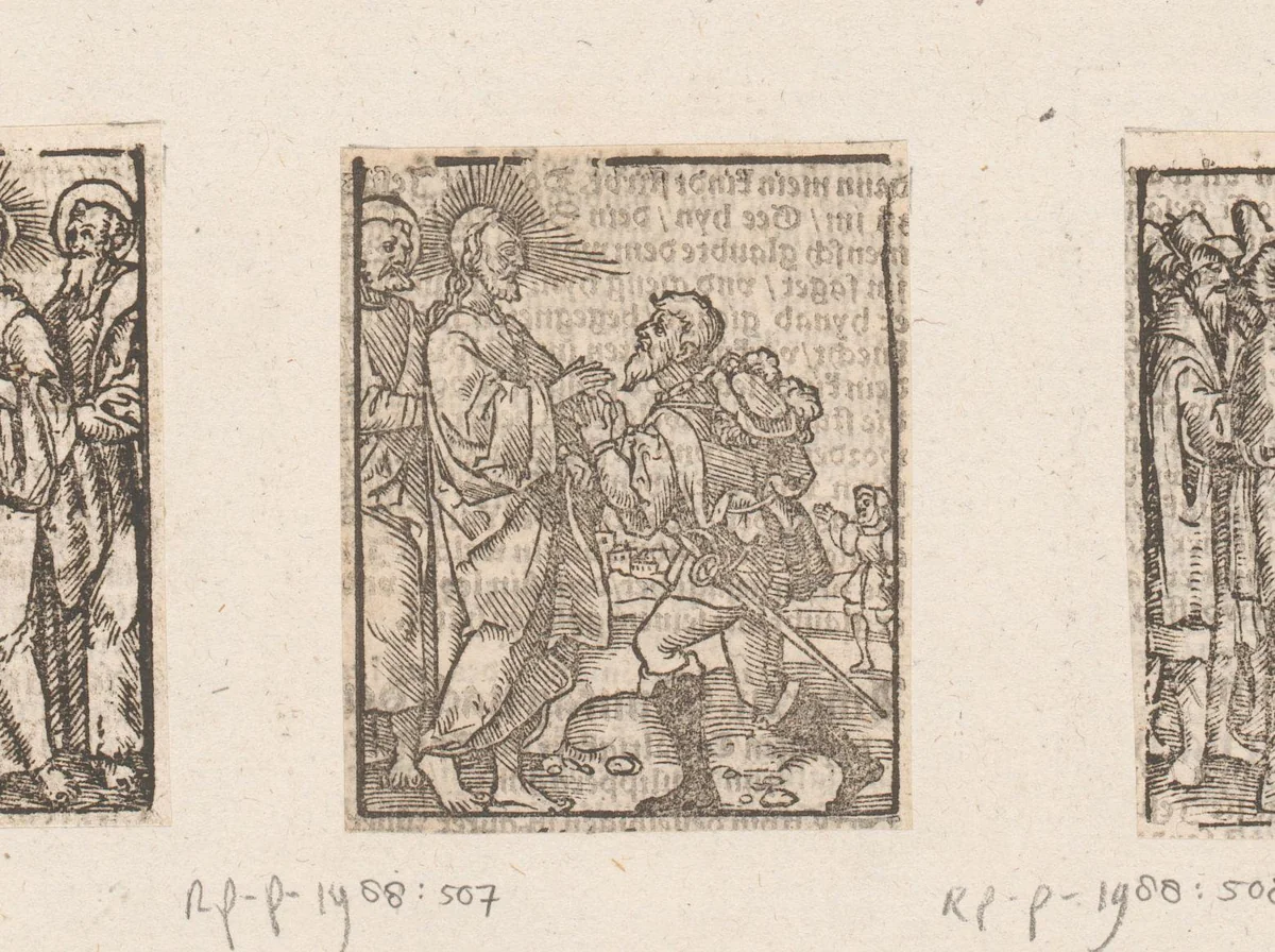Christus en de rijke jongeling by anonymous, print, 1536