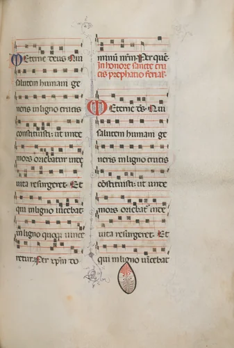 Missale: Fol. 182: Music for various ordinary prayers by Bartolommeo Caporali, book, 1469