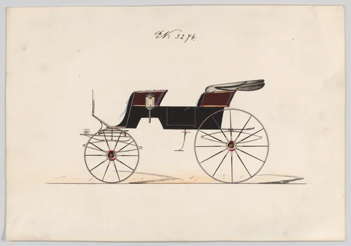 Design for 2 seat Phaeton, no. 3274 by Brewster & Co., drawing, 1876