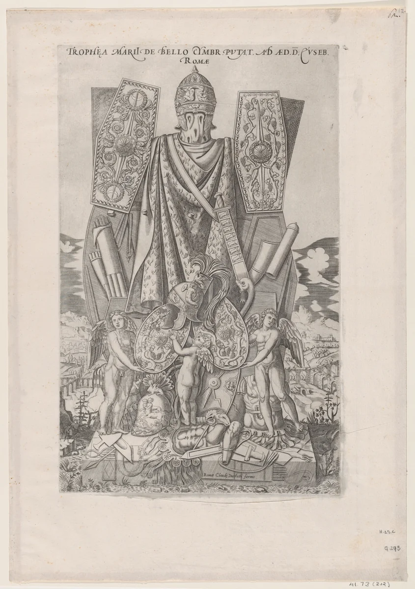 Trophies of Marius, from "Speculum Romanae Magnificentiae" by anonymous, print, 1565-1585
