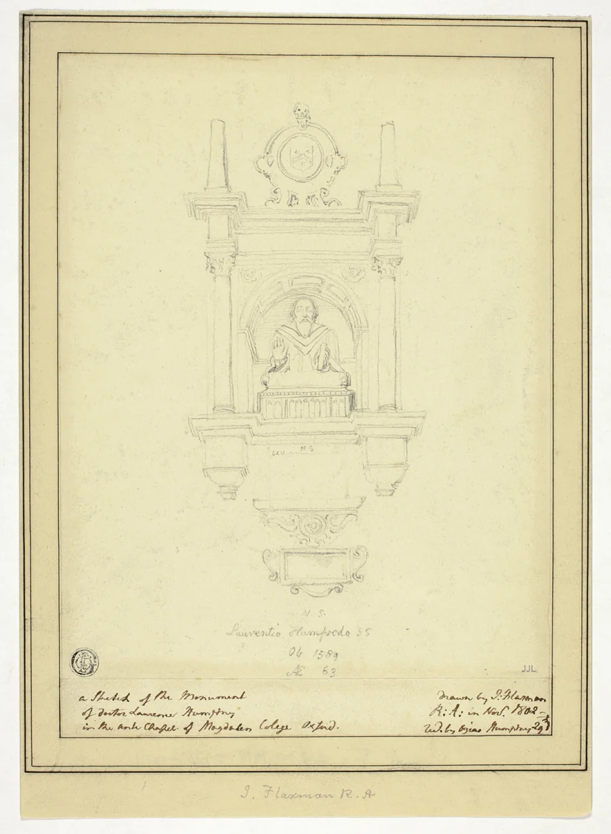 The Monument of Doctor Lawrence Humphrey by John Flaxman, drawing, 1775-1826