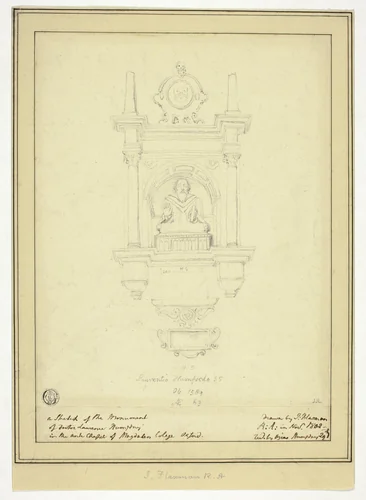 The Monument of Doctor Lawrence Humphrey by John Flaxman, drawing, 1775-1826