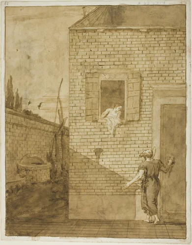 Saint Peter and Rhoda by Giovanni Domenico Tiepolo, drawing, 1774-1804