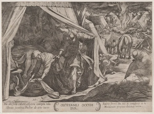 Plate 23: Judith and Holofernes, from "The Battles of the Old Testament" by Antonio Tempesta, print, 1585-1615