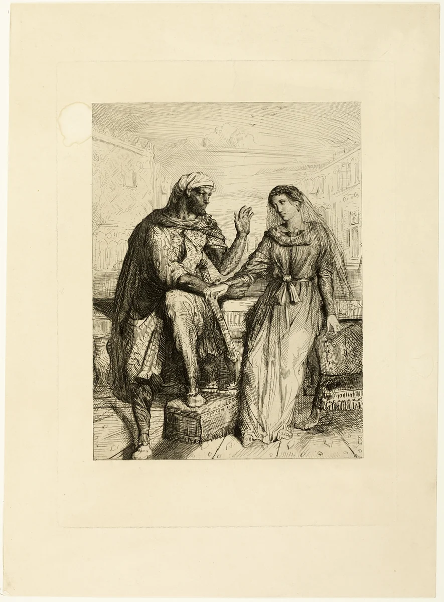 She Thank'd Me, plate two from Othello by Théodore Chassériau, print, 1844