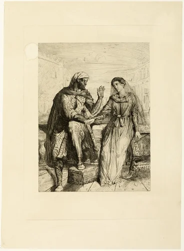 She Thank'd Me, plate two from Othello by Théodore Chassériau, print, 1844