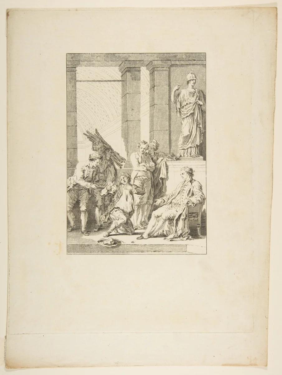 Le Paysan qui avait offense son Seigneur, from "Contes et nouvelles en vers par Jean de La Fontaine. A Paris, de l'imprimerie de P. Didot, l'an III de la République, 1795" by Jean Honoré Fragonard, print, 1790-1800