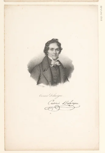 Portret van Casimir Delavigne by anonymous, print, 1818-1842